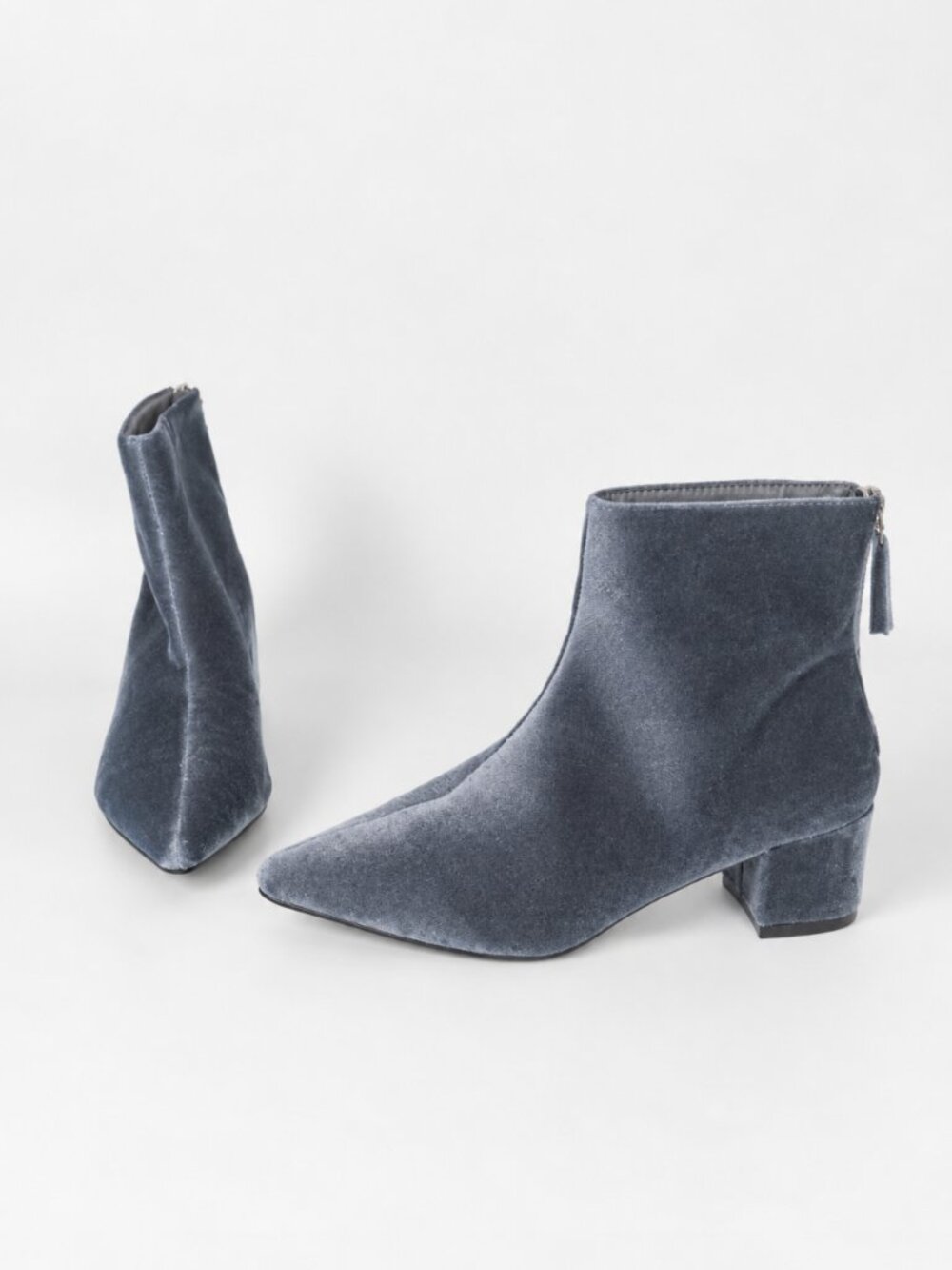 JustFab Malinda Velvet Ankle Boots Snake Blue-Gray Glam Dressy Party Size 7.5